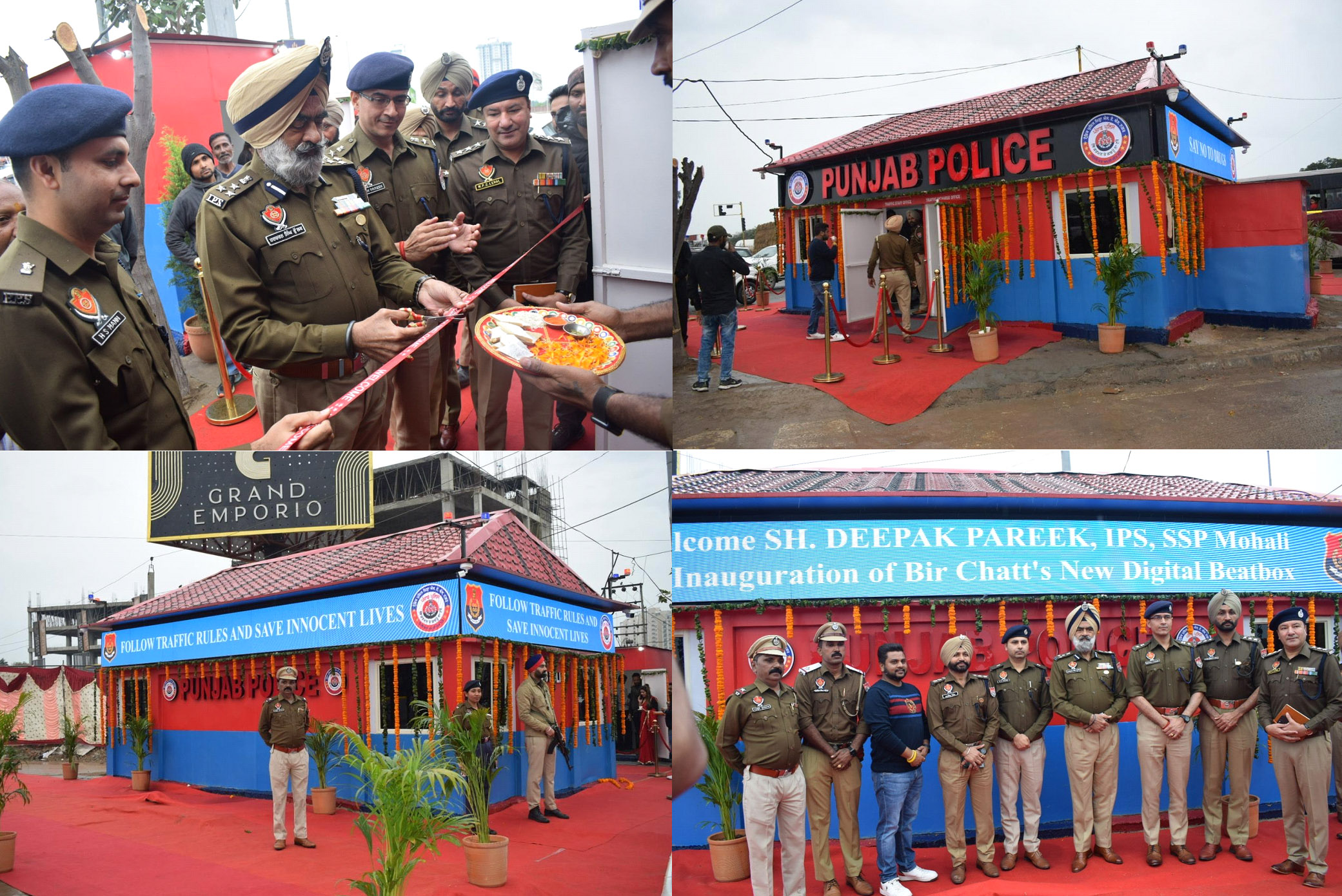 DIG Harcharan Singh Bhullar and SSP Deepak Pareek launch modern police beat boxes on rooftop lights